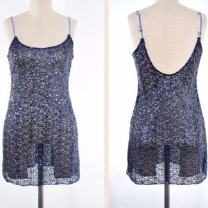 Free People Blue Sequin Ombré Straps Slip Dress XS